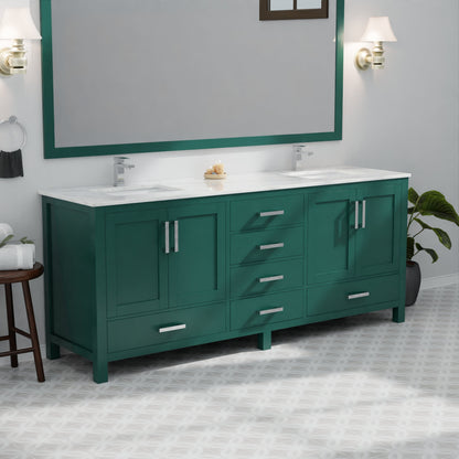 Jacques 80 in. W x 22 in. D Green Bath Vanity and Cultured Marble Top