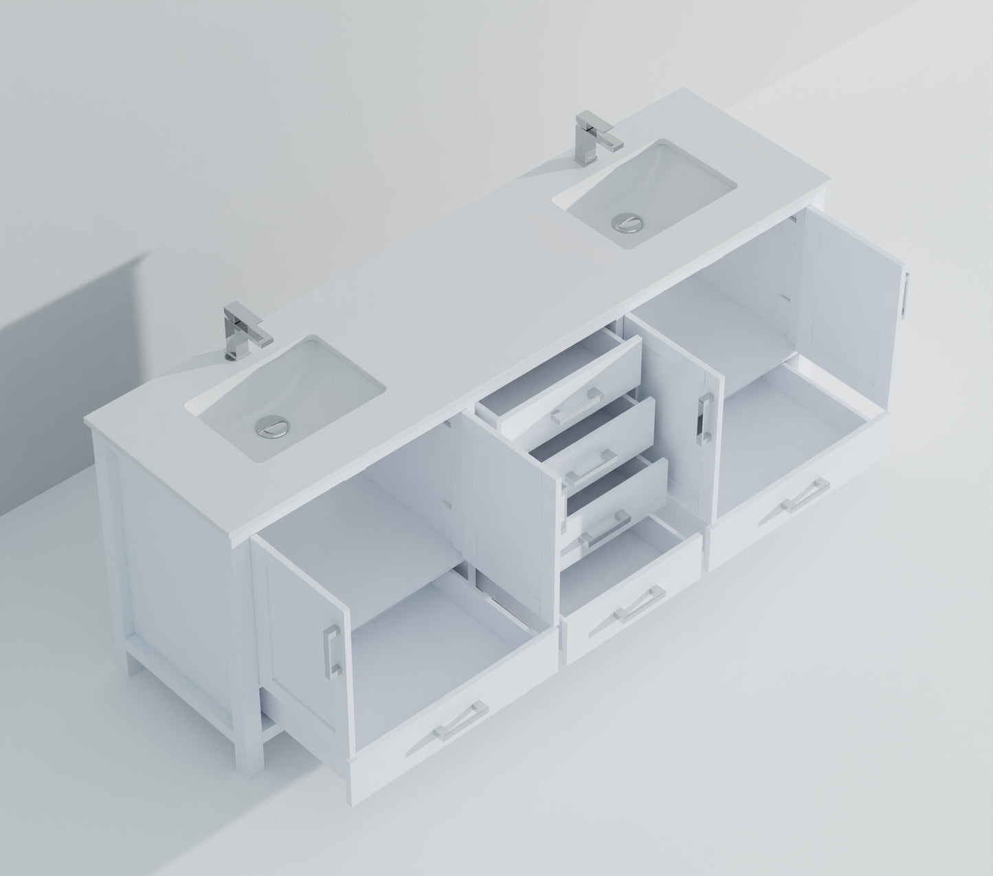 Jacques 84 in. W x 22 in. D White Bath Vanity