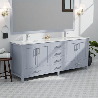 Jacques 84 in. W x 22 in. D Dark Grey Double Bath Vanity
