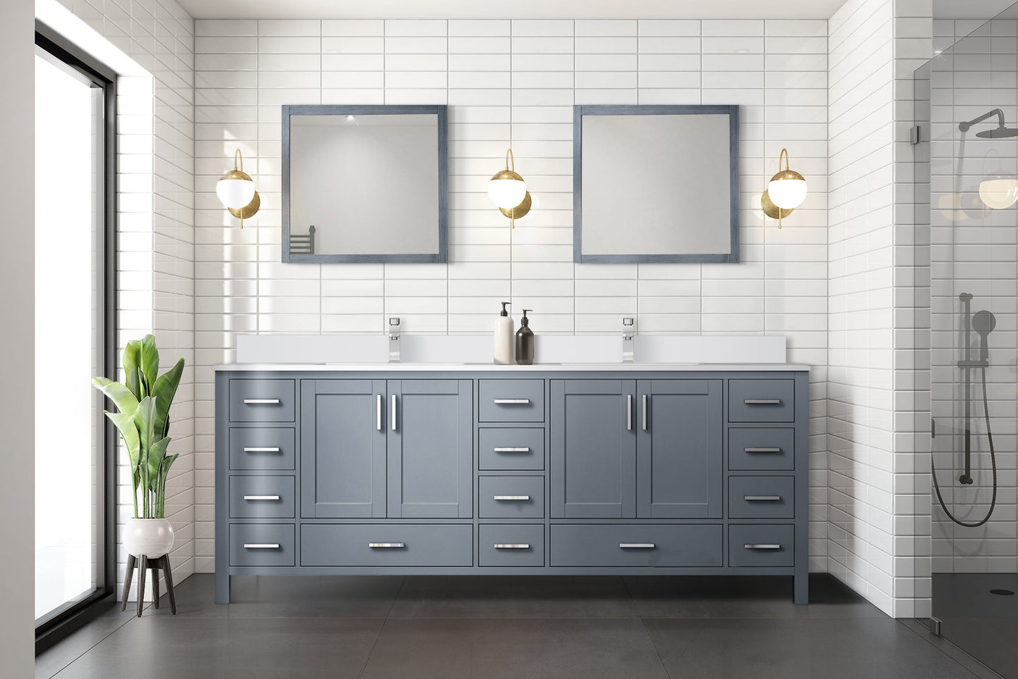 Jacques 84 in. W x 22 in. D Dark Grey Bath Vanity