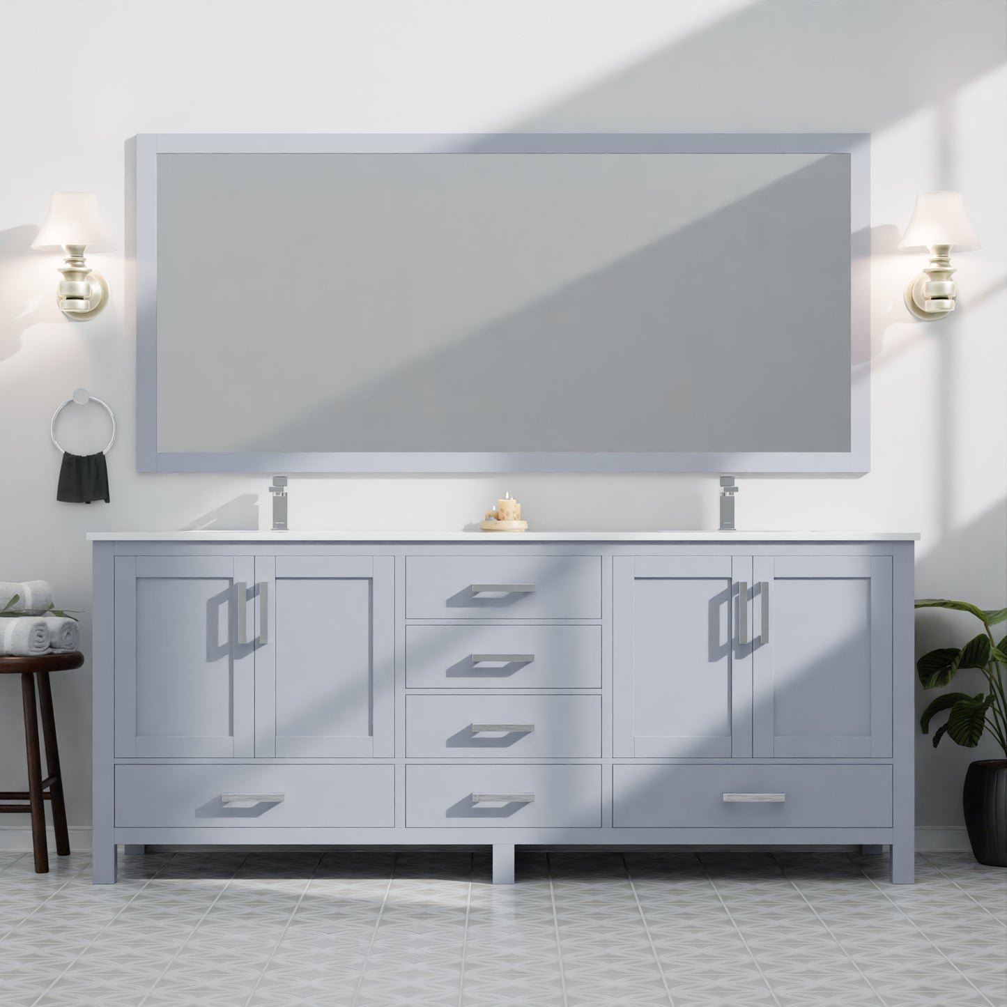 Jacques 84 in. W x 22 in. D Dark Grey Bath Vanity