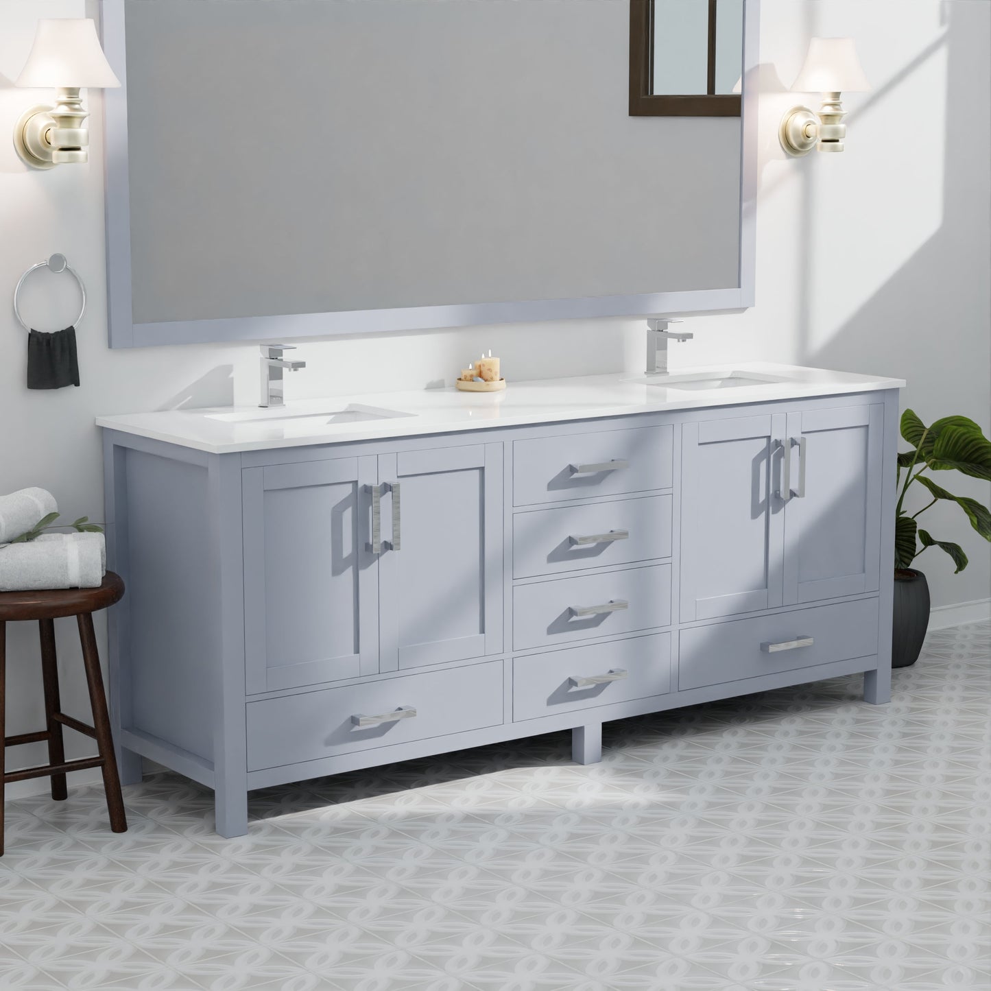 Jacques 84 in. W x 22 in. D Dark Grey Bath Vanity