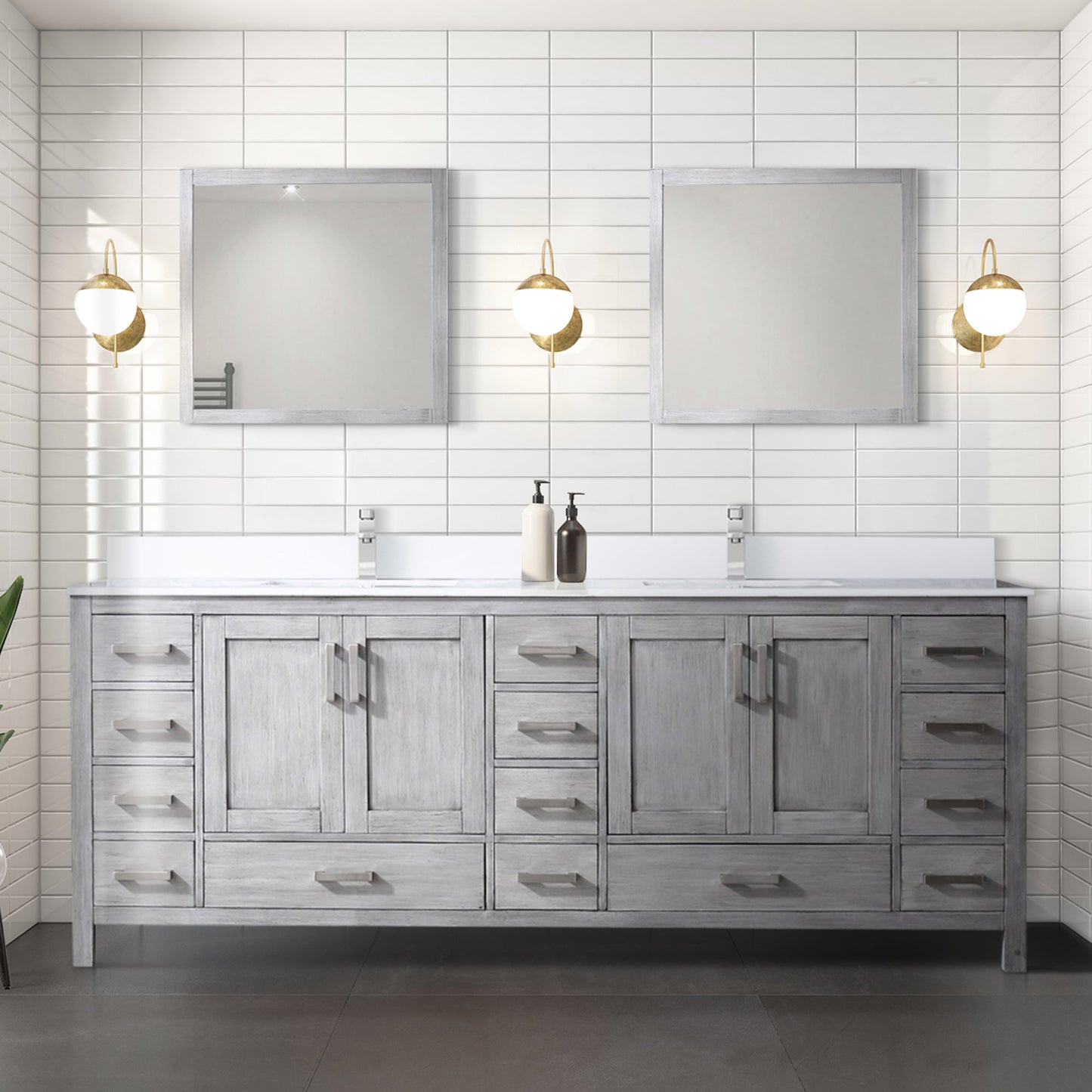 Jacques 84 in. W x 22 in. D Distressed Grey Bath Vanity