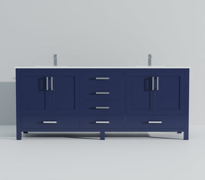 Jacques 84 in. W x 22 in. D Navy Blue Double Bath Vanity