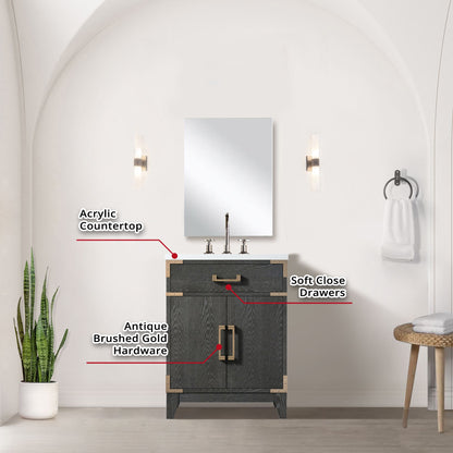 Laurel 24 in W x 18 in D Black Oak Single Bath Vanity