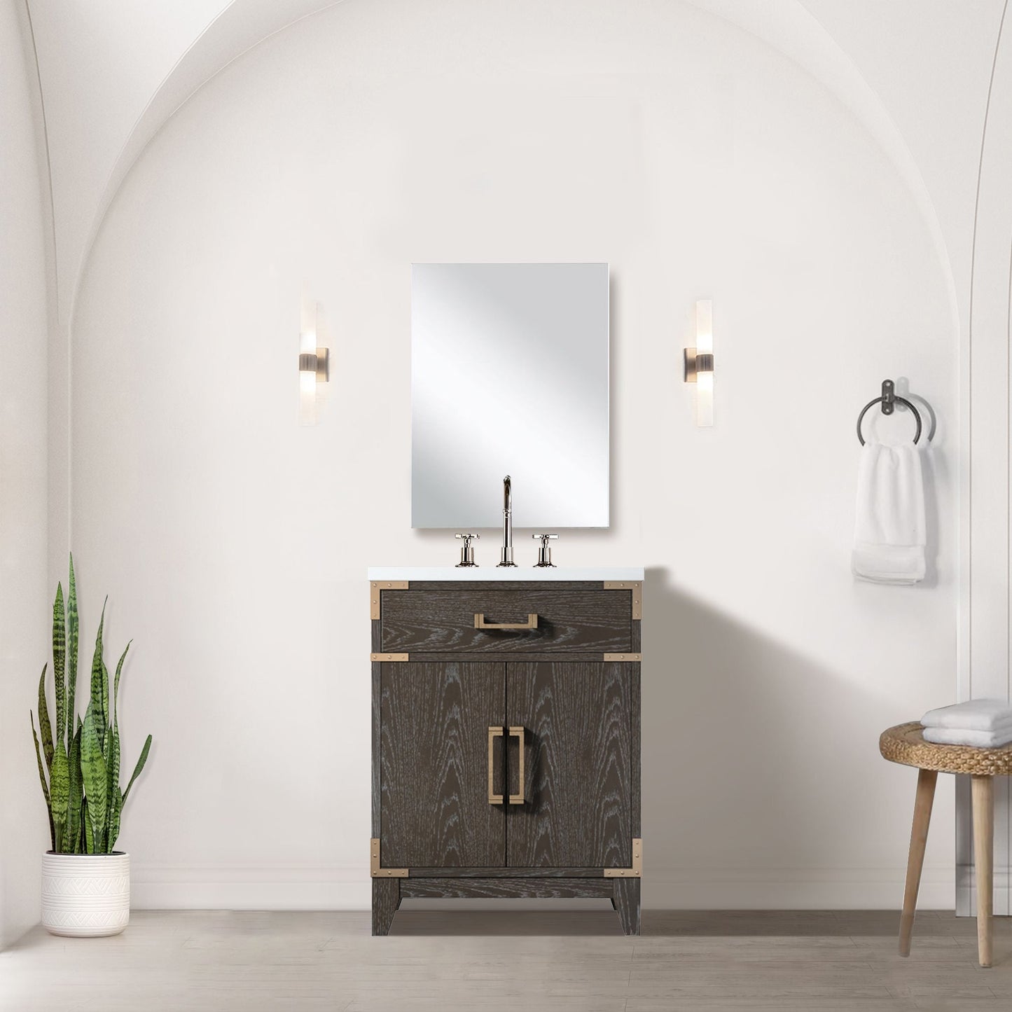 Laurel 24 in W x 18 in D Brown Oak Single Bath Vanity