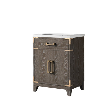 Laurel 24 in W x 18 in D Brown Oak Single Bath Vanity