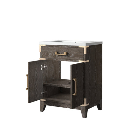 Laurel 24 in W x 18 in D Brown Oak Single Bath Vanity