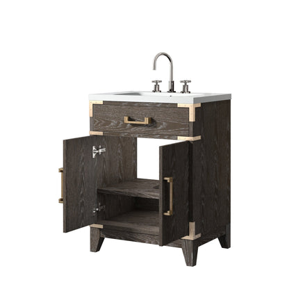Laurel 24 in W x 18 in D Brown Oak Single Bath Vanity