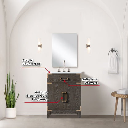Laurel 24 in W x 18 in D Brown Oak Single Bath Vanity