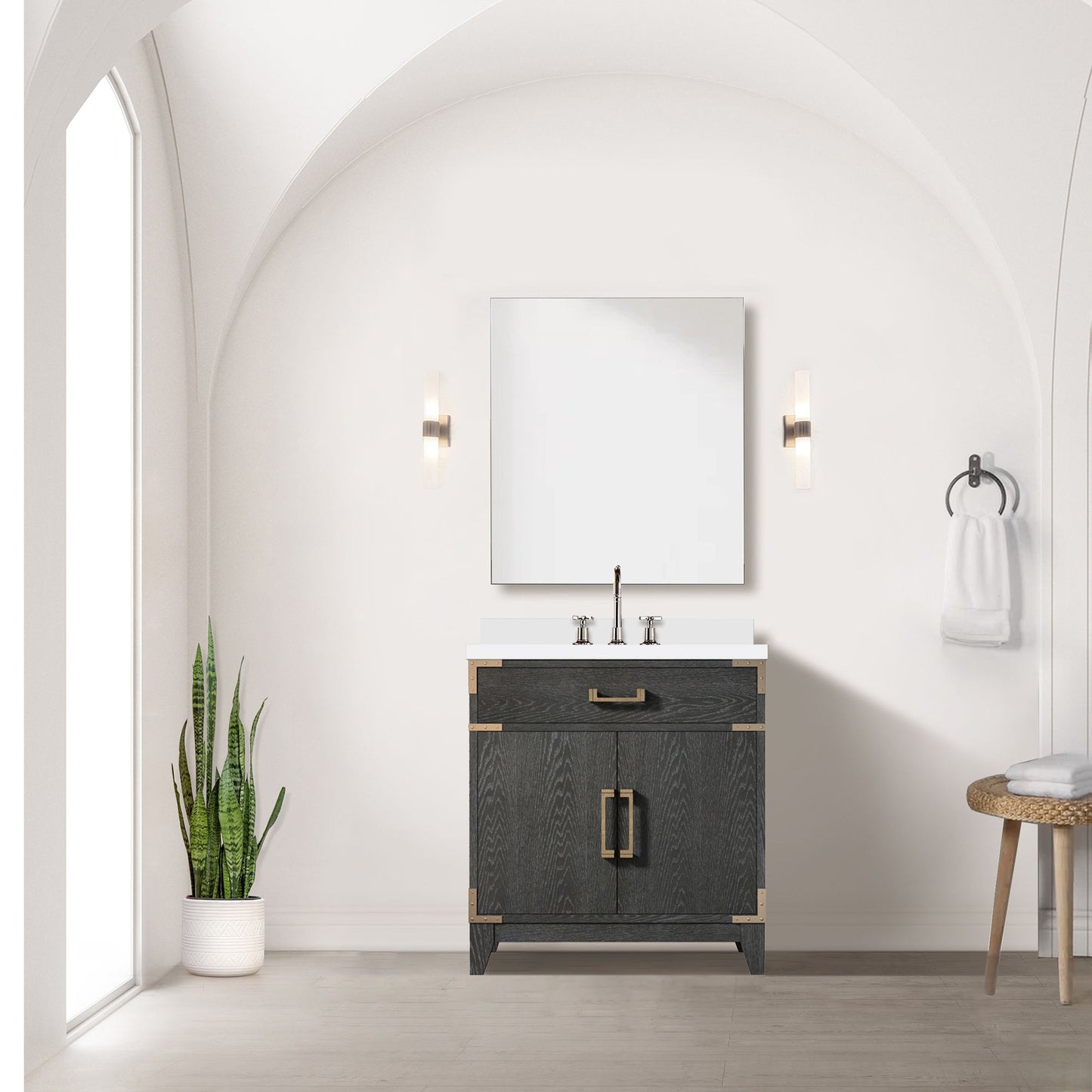 Laurel 30 in W x 22 in D Black Oak Single Bath Vanity