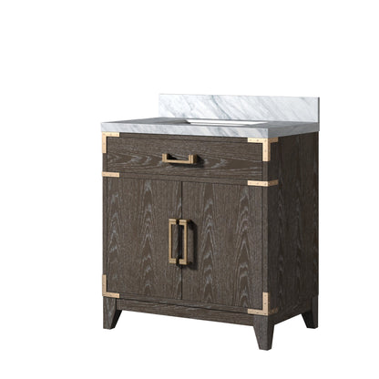 Laurel 30 in W x 22 in D Brown Oak Single Bath Vanity