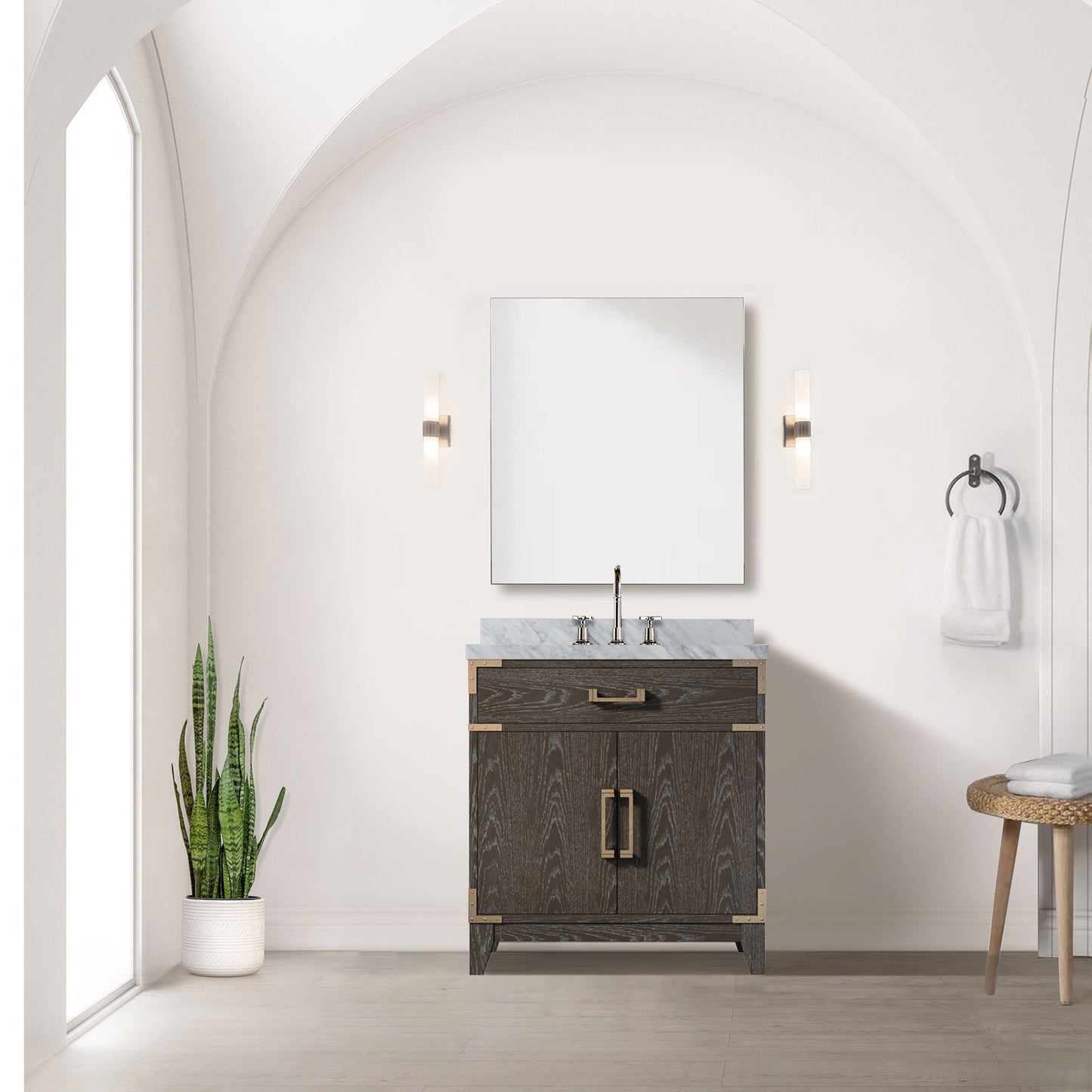 Laurel 30 in W x 22 in D Brown Oak Single Bath Vanity