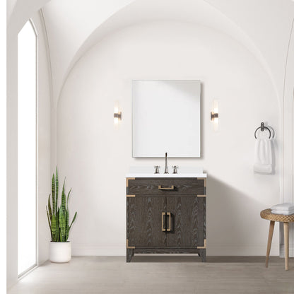 Laurel 30 in W x 22 in D Brown Oak Single Bath Vanity