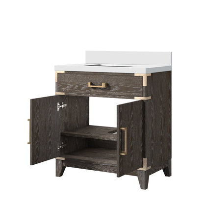 Laurel 30 in W x 22 in D Brown Oak Single Bath Vanity