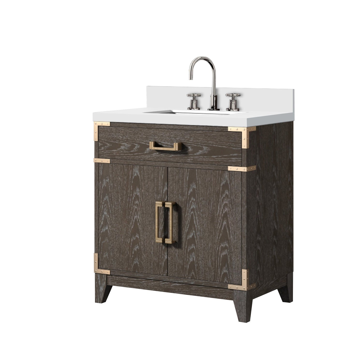 Laurel 30 in W x 22 in D Brown Oak Single Bath Vanity
