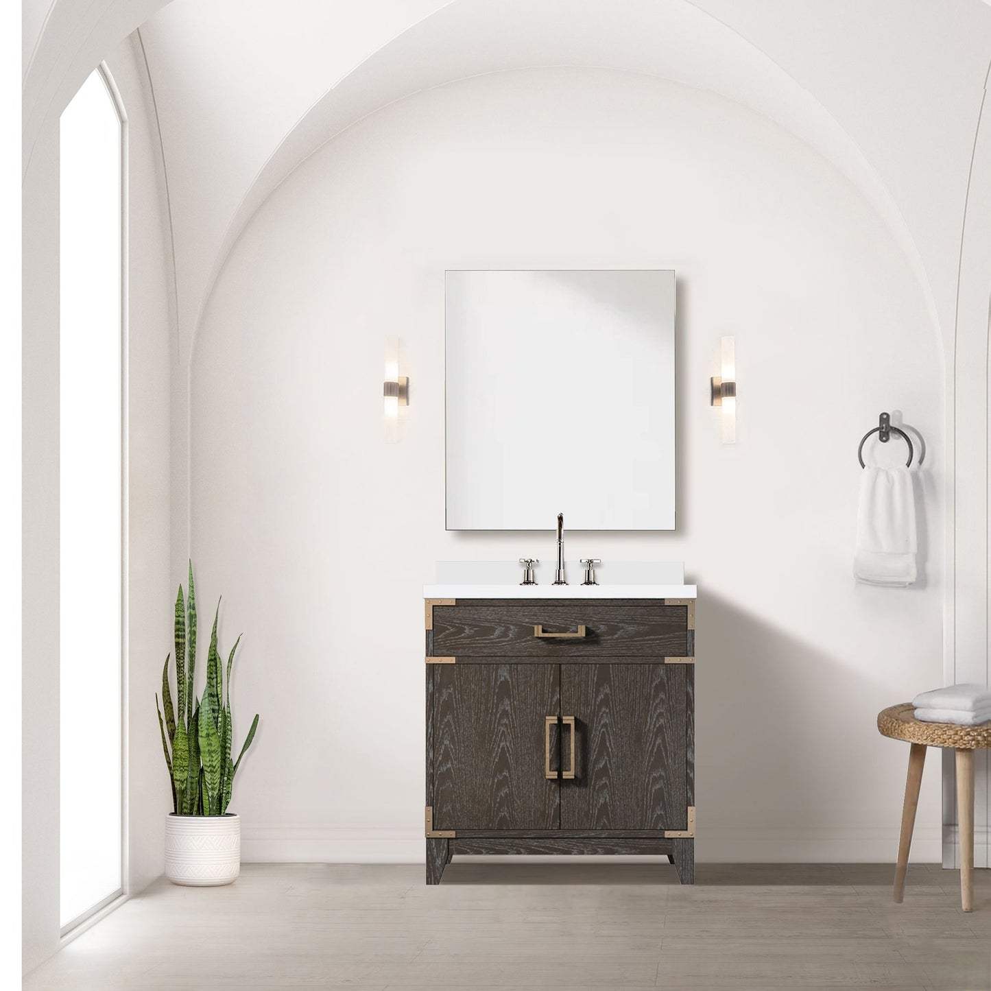 Laurel 30 in W x 22 in D Brown Oak Single Bath Vanity