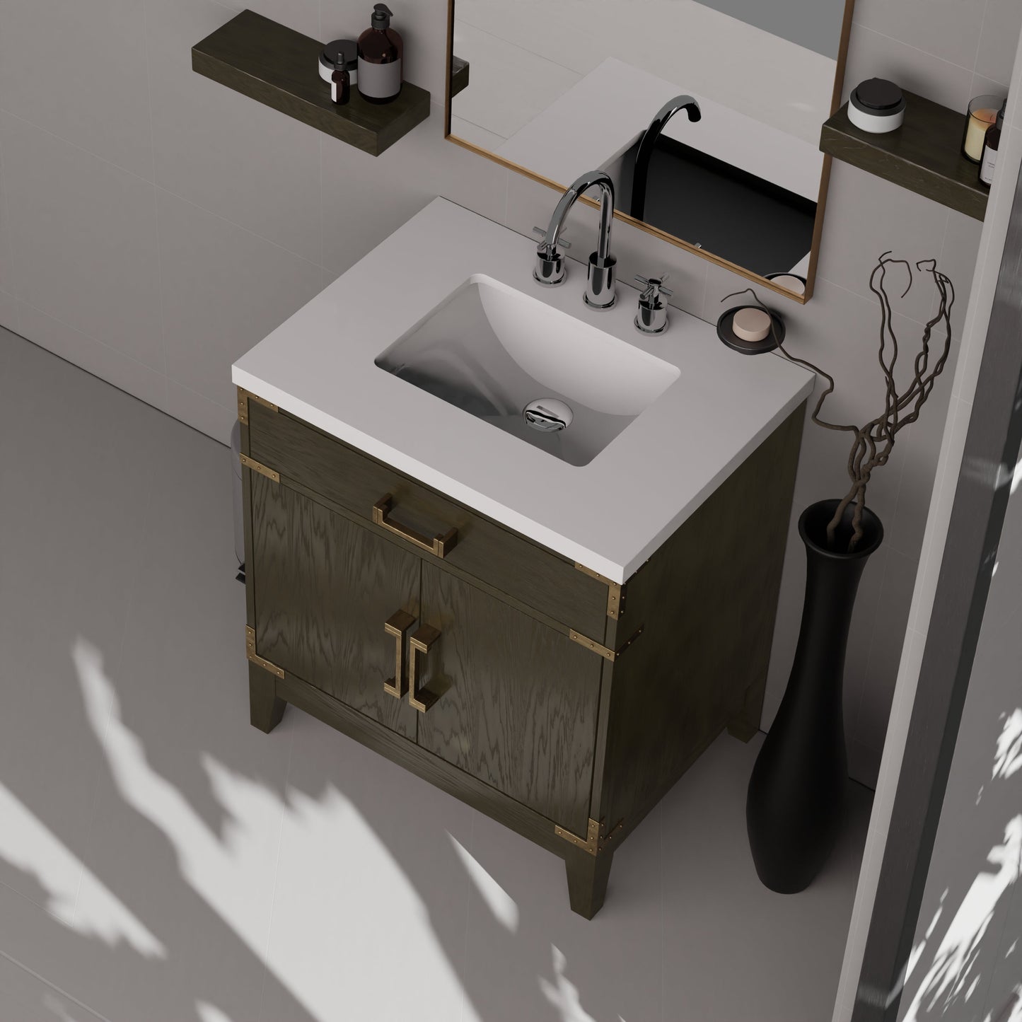Laurel 30 in W x 22 in D Brown Oak Single Bath Vanity
