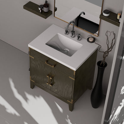 Laurel 30 in W x 22 in D Brown Oak Single Bath Vanity