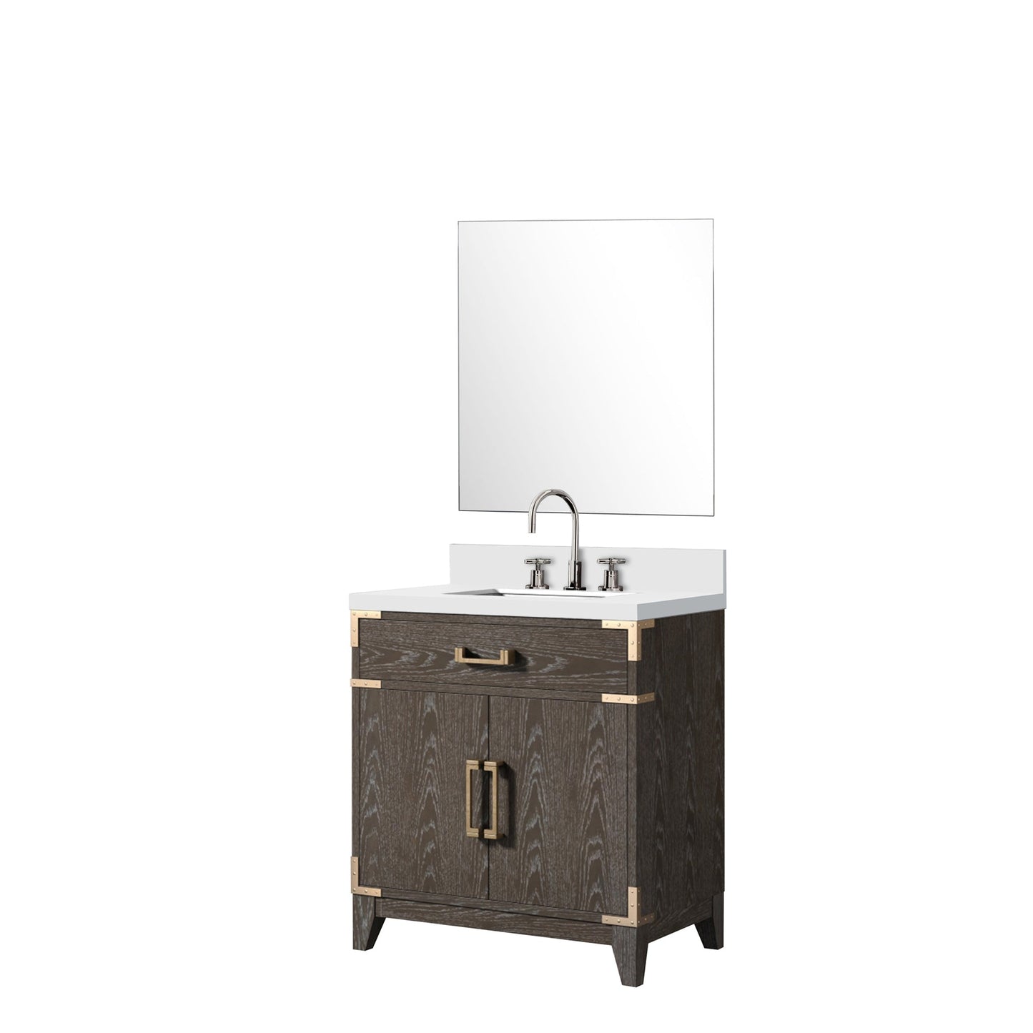Laurel 30 in W x 22 in D Brown Oak Single Bath Vanity