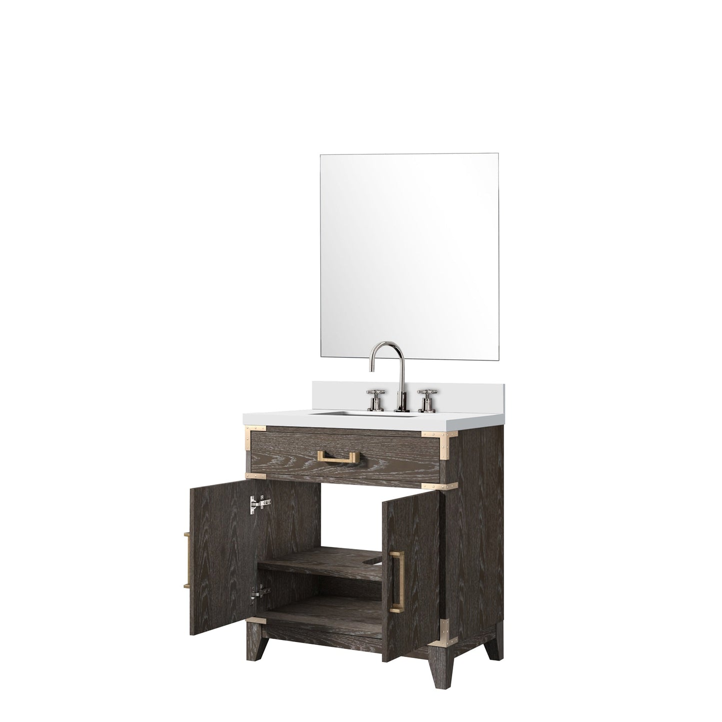Laurel 30 in W x 22 in D Brown Oak Single Bath Vanity