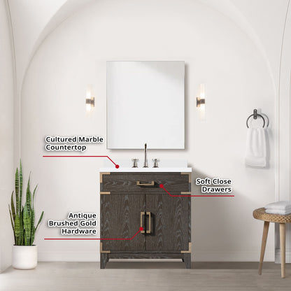Laurel 30 in W x 22 in D Brown Oak Single Bath Vanity