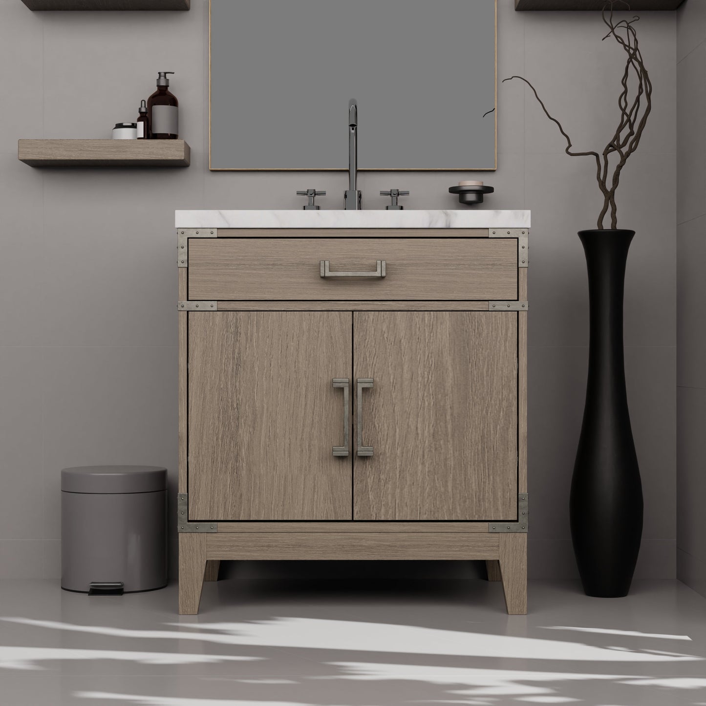 Laurel 30 in W x 22 in D Grey Oak Single Bath Vanity