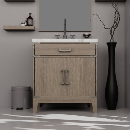 Laurel 30 in W x 22 in D Grey Oak Single Bath Vanity