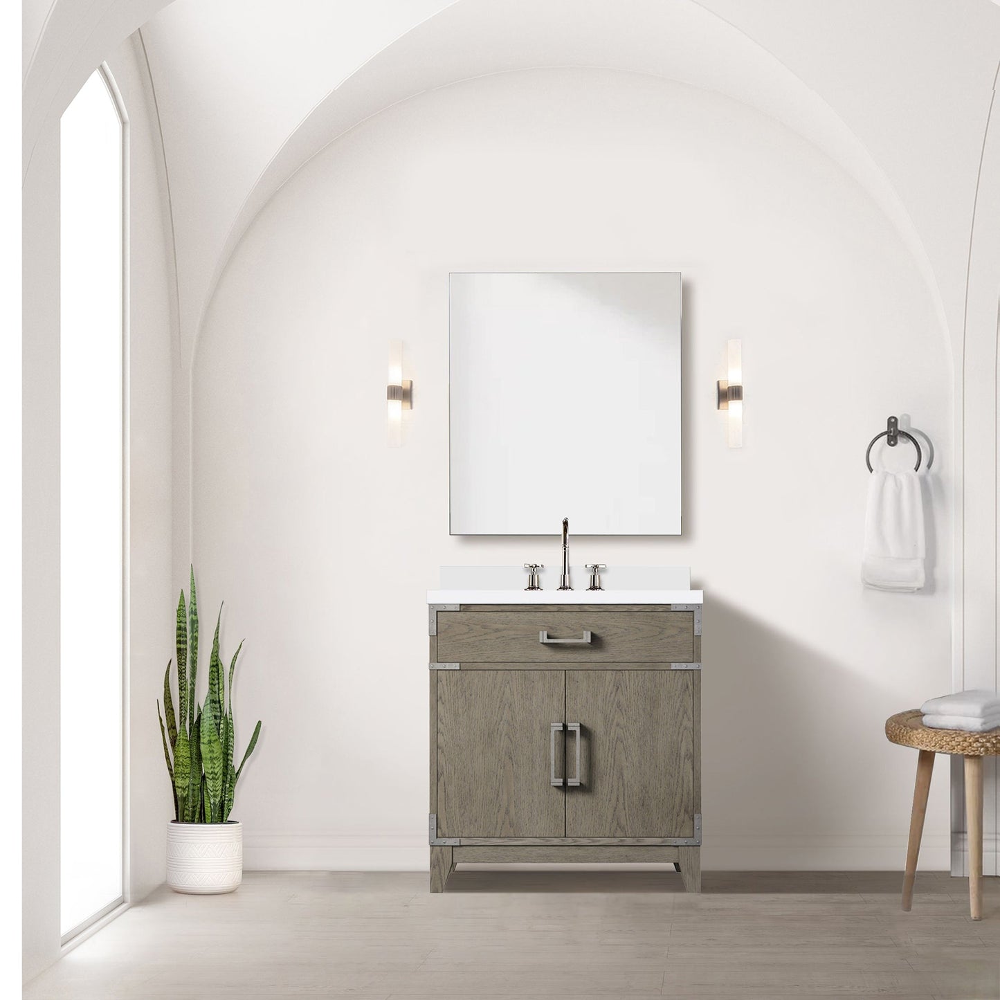 Laurel 30 in W x 22 in D Grey Oak Single Bath Vanity