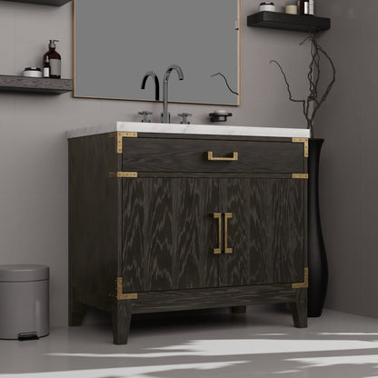 Laurel 36 in W x 22 in D Black Oak Single Bath Vanity