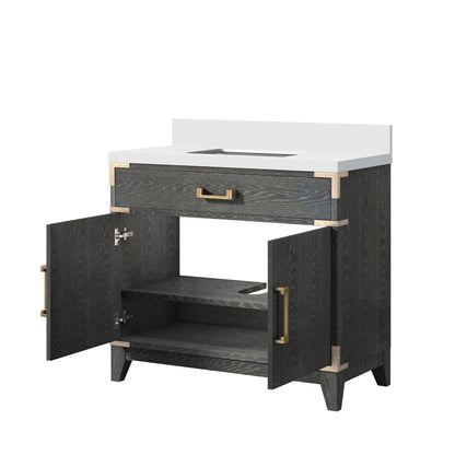 Laurel 36 in W x 22 in D Black Oak Single Bath Vanity