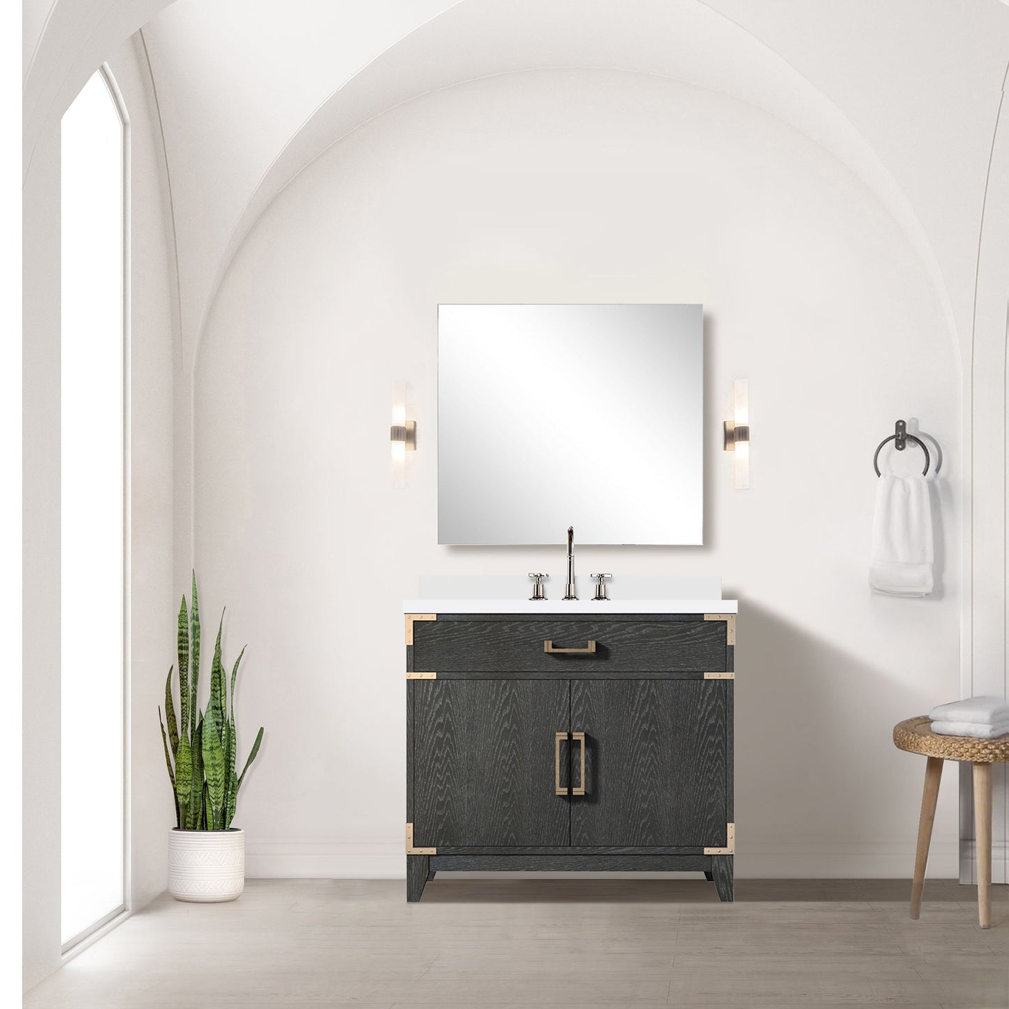 Laurel 36 in W x 22 in D Black Oak Single Bath Vanity