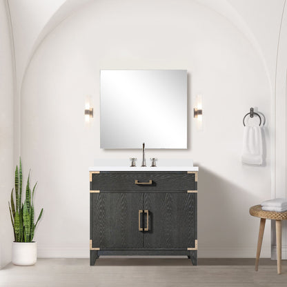 Laurel 36 in W x 22 in D Black Oak Single Bath Vanity