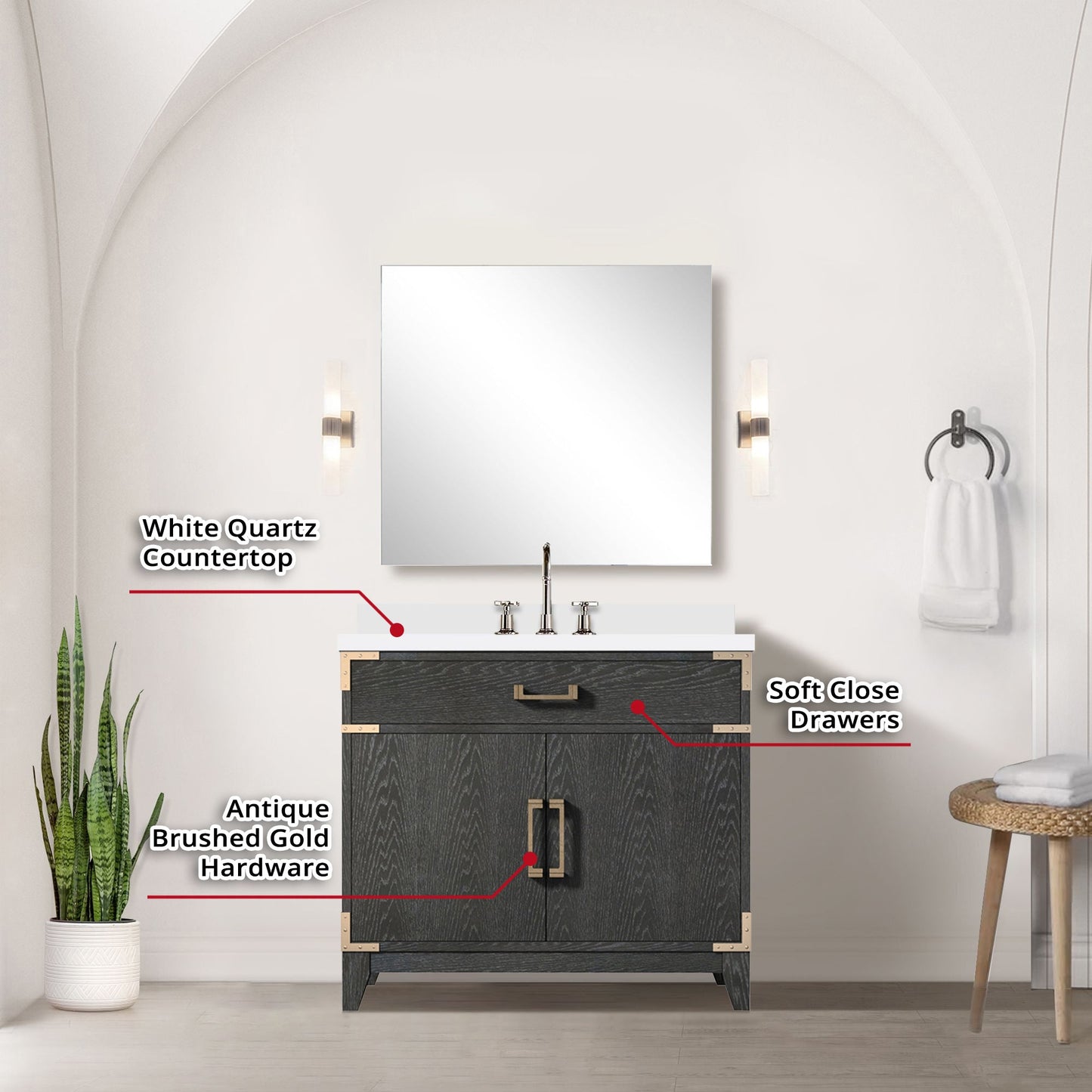 Laurel 36 in W x 22 in D Black Oak Single Bath Vanity