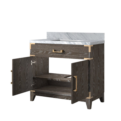 Laurel 36 in W x 22 in D Brown Oak Single Bath Vanity
