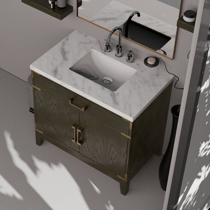Laurel 36 in W x 22 in D Brown Oak Single Bath Vanity
