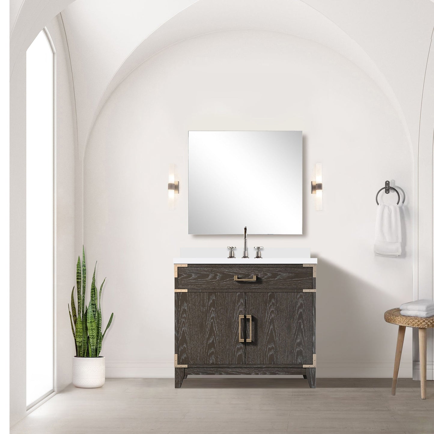 Laurel 36 in W x 22 in D Brown Oak Single Bath Vanity