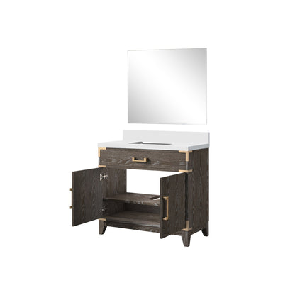 Laurel 36 in W x 22 in D Brown Oak Single Bath Vanity