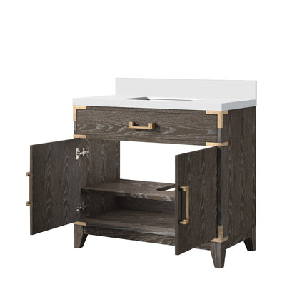 Laurel 36 in W x 22 in D Brown Oak Single Bath Vanity