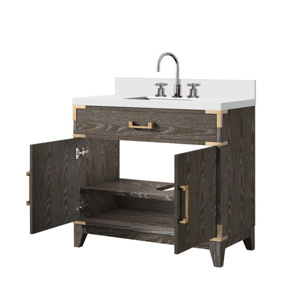 Laurel 36 in W x 22 in D Brown Oak Single Bath Vanity