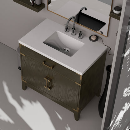 Laurel 36 in W x 22 in D Brown Oak Single Bath Vanity