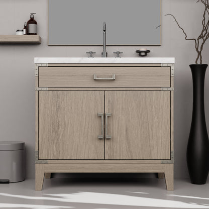 Laurel 36 in W x 22 in D Grey Oak Single Bath Vanity