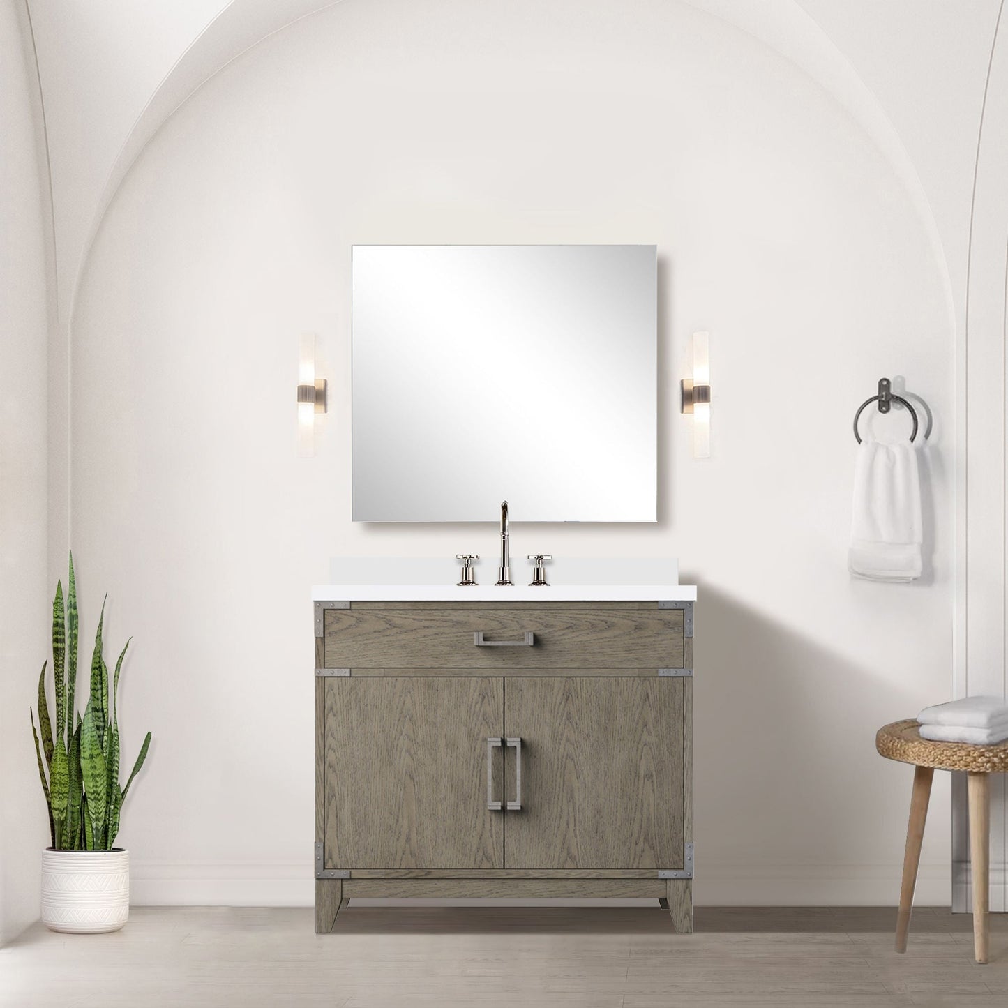 Laurel 36 in W x 22 in D Grey Oak Single Bath Vanity