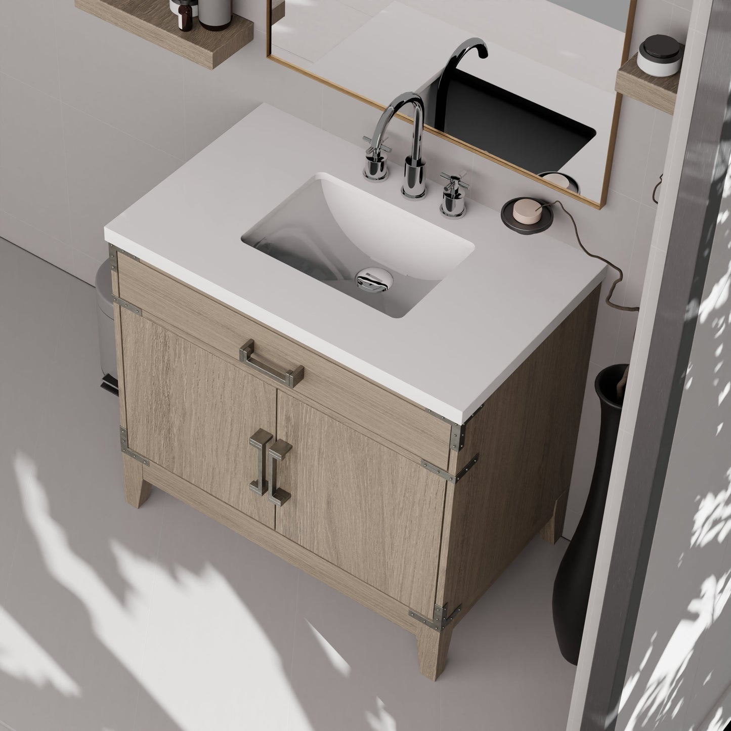 Laurel 36 in W x 22 in D Grey Oak Single Bath Vanity