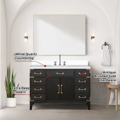 Laurel 48 in W x 22 in D Black Oak Single Bath Vanity