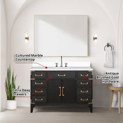 Laurel 48 in W x 22 in D Black Oak Single Bath Vanity