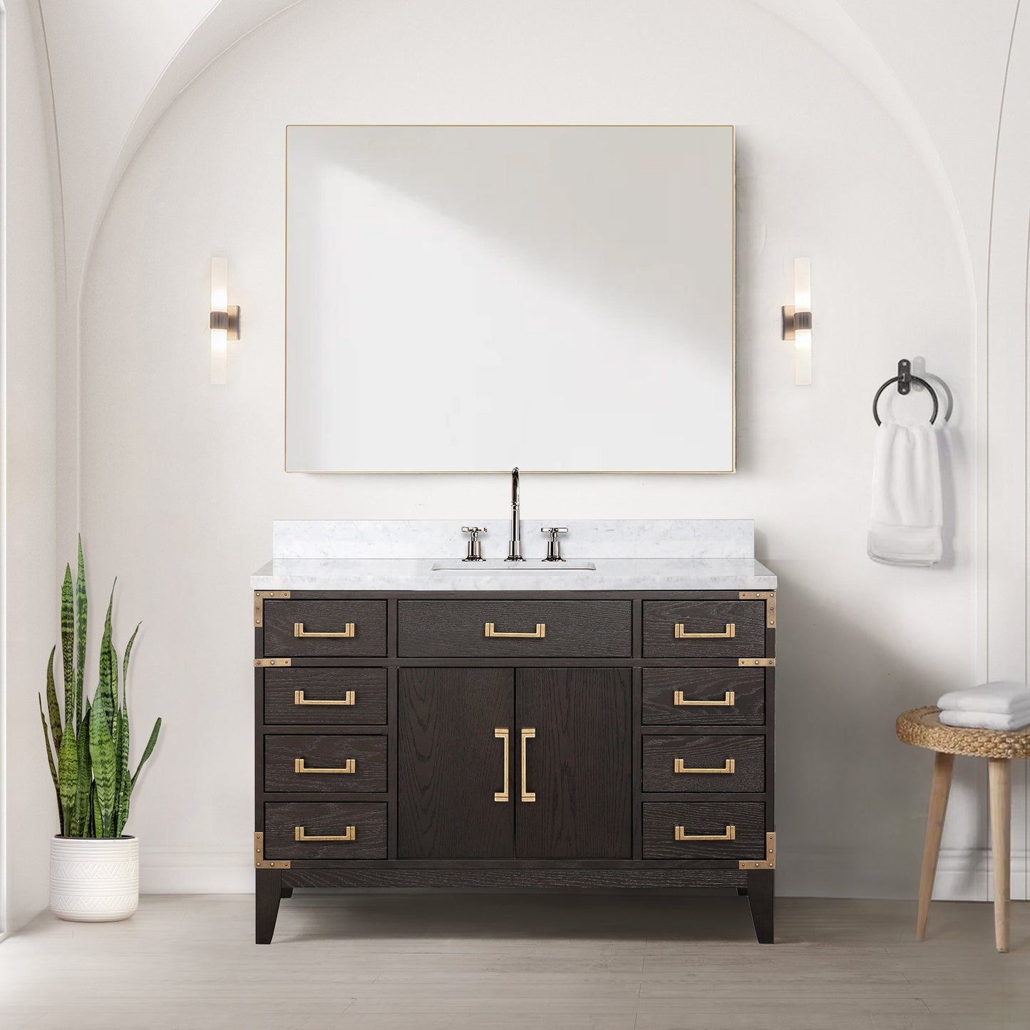 Laurel 48 in W x 22 in D Brown Oak Single Bath Vanity