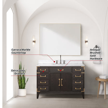 Laurel 48 in W x 22 in D Brown Oak Single Bath Vanity