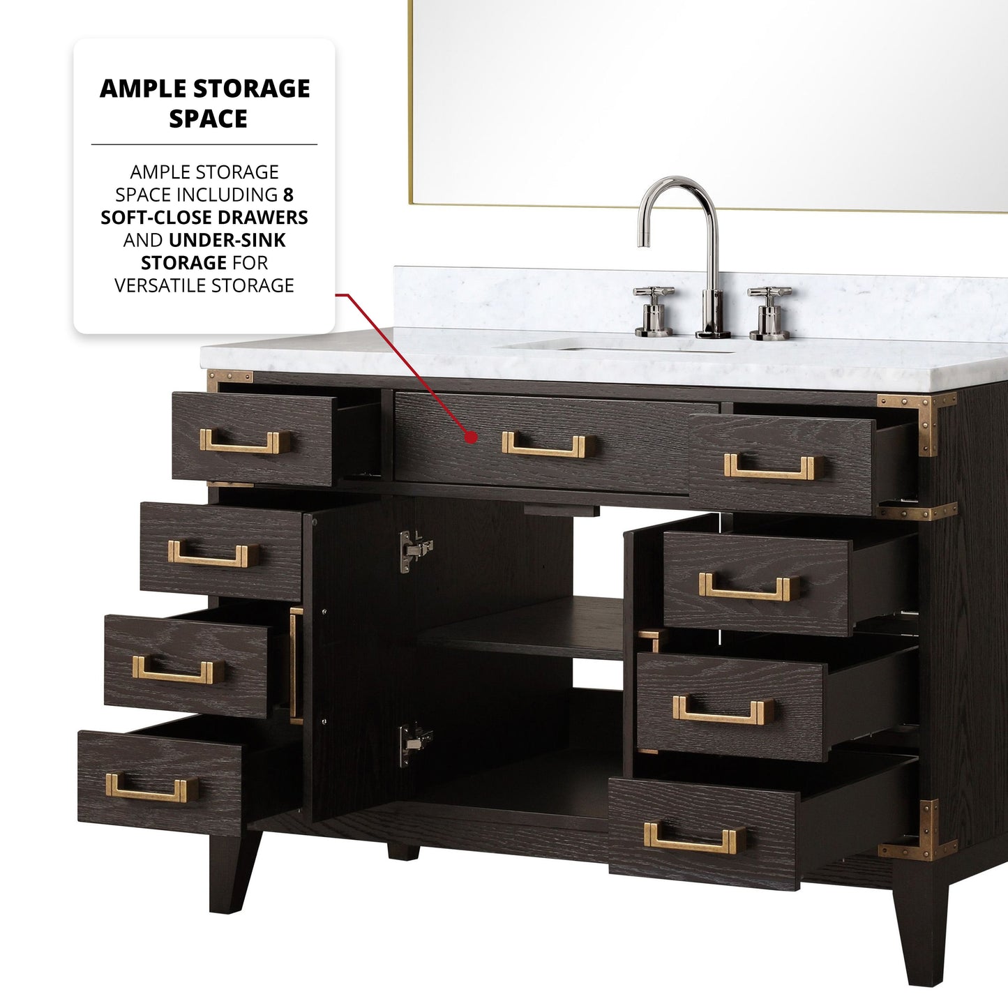 Laurel 48 in W x 22 in D Brown Oak Single Bath Vanity