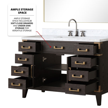 Laurel 48 in W x 22 in D Brown Oak Single Bath Vanity